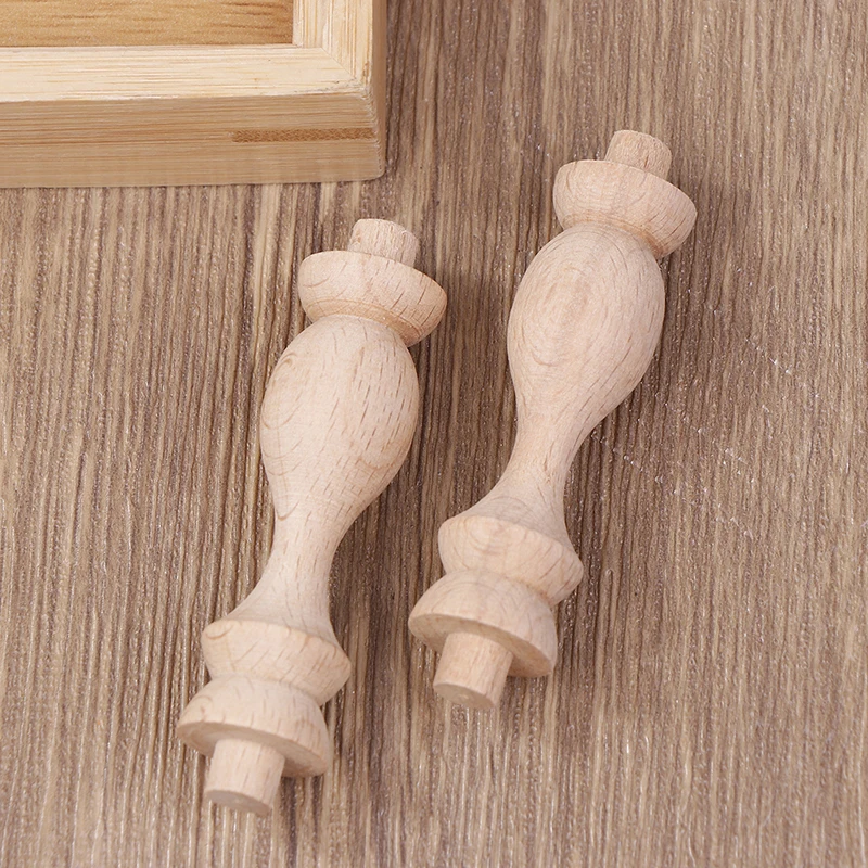 2PCS European Solid Wood Table Legs For Furniture Carved Foot Legs Cabinet Seat Feets Unfinished For Home Decoration Crafts