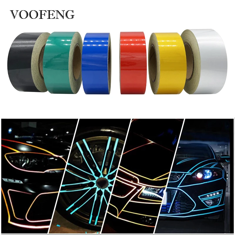 Voofeng Hoge Zichtbaarheid Reflecterende Sticker Veiligheidsmarkering Waarschuwingstape Voor Auto Auto Motorfiets Decoratie 5cmx 45.7M VF-3100