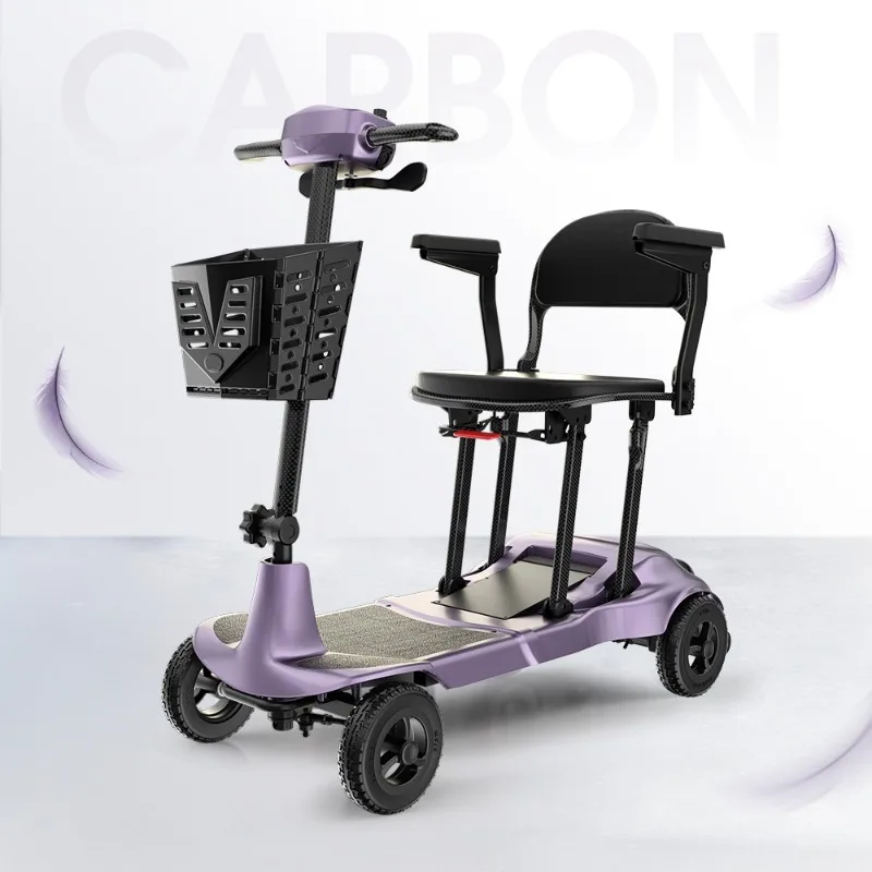 

15Ah Battery Long Distance Carbon Fiber Electric Scooter Powerful Brushless 4 Wheel Lightweight Mobility Scooter