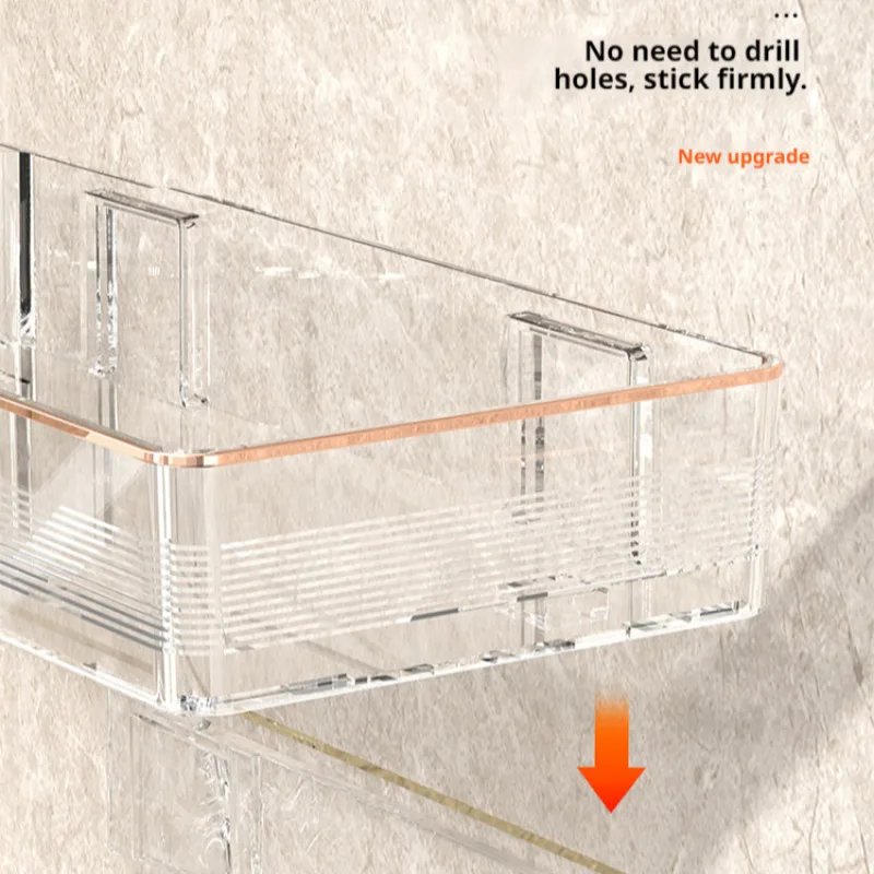 waterproof and rustproof Storage Rack Shelf HoleFree Cosmetic Organizer Light Luxury