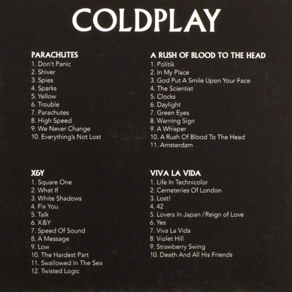 Coldplay CATALOGUE SET 4CD Álbum Rock Music Collection Records Classic Western Band Premium Soundtracks
