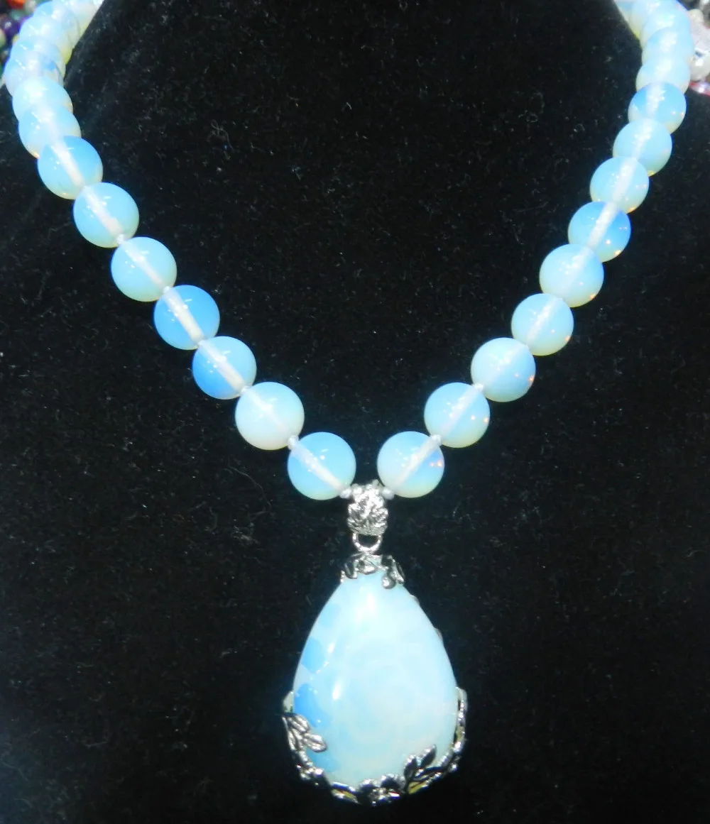 

New 10mm Sri Lanka 25x35mm Moonstone Gems Pendant Necklace 18'