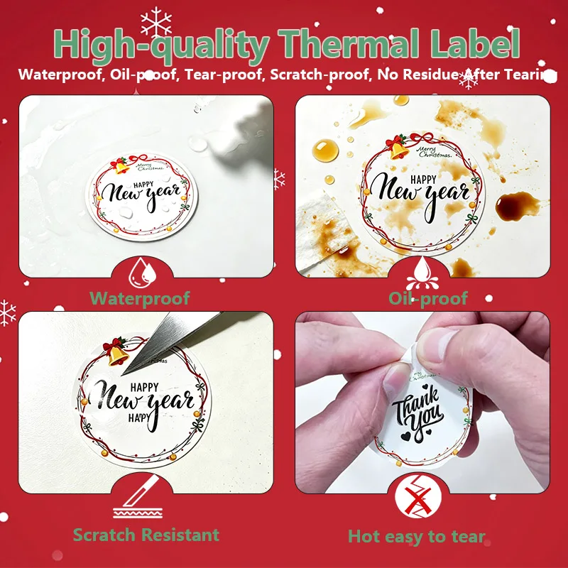 50x50mm MERRY Christmas Klebeetikett Phomemo M110 M200 M120 E210 Weihnachtsmann-Design Geschenk Festival Dekoratives Papierkartenetikett – Detail 3