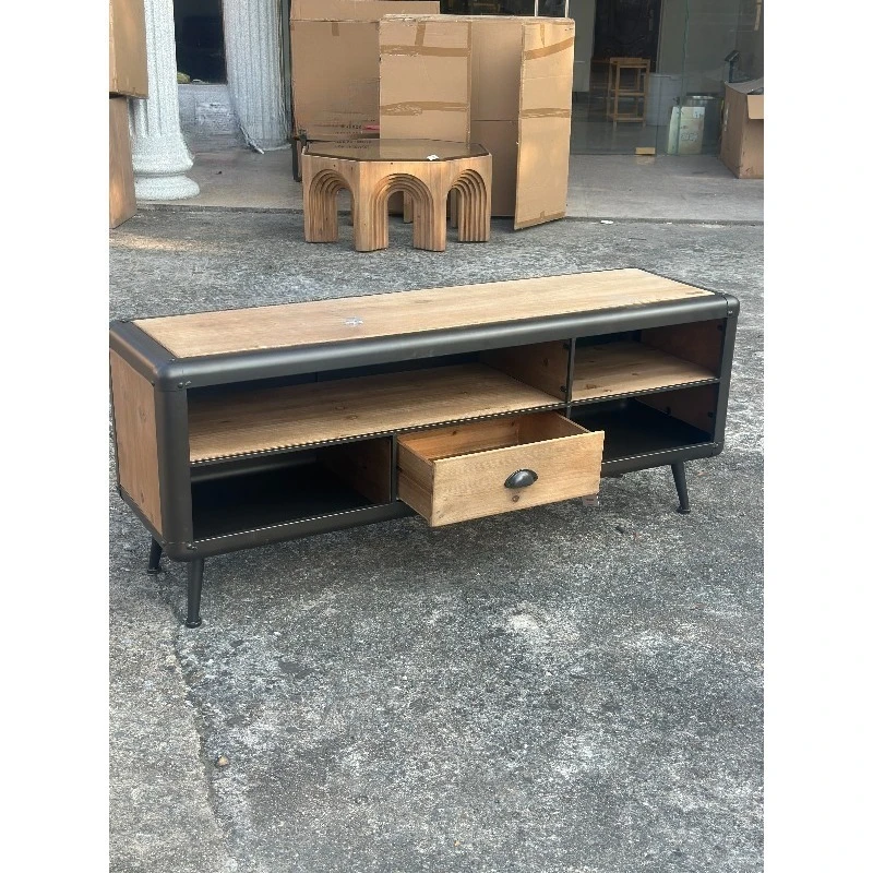 Furniture retro wrought iron solid wood craft TV cabinet