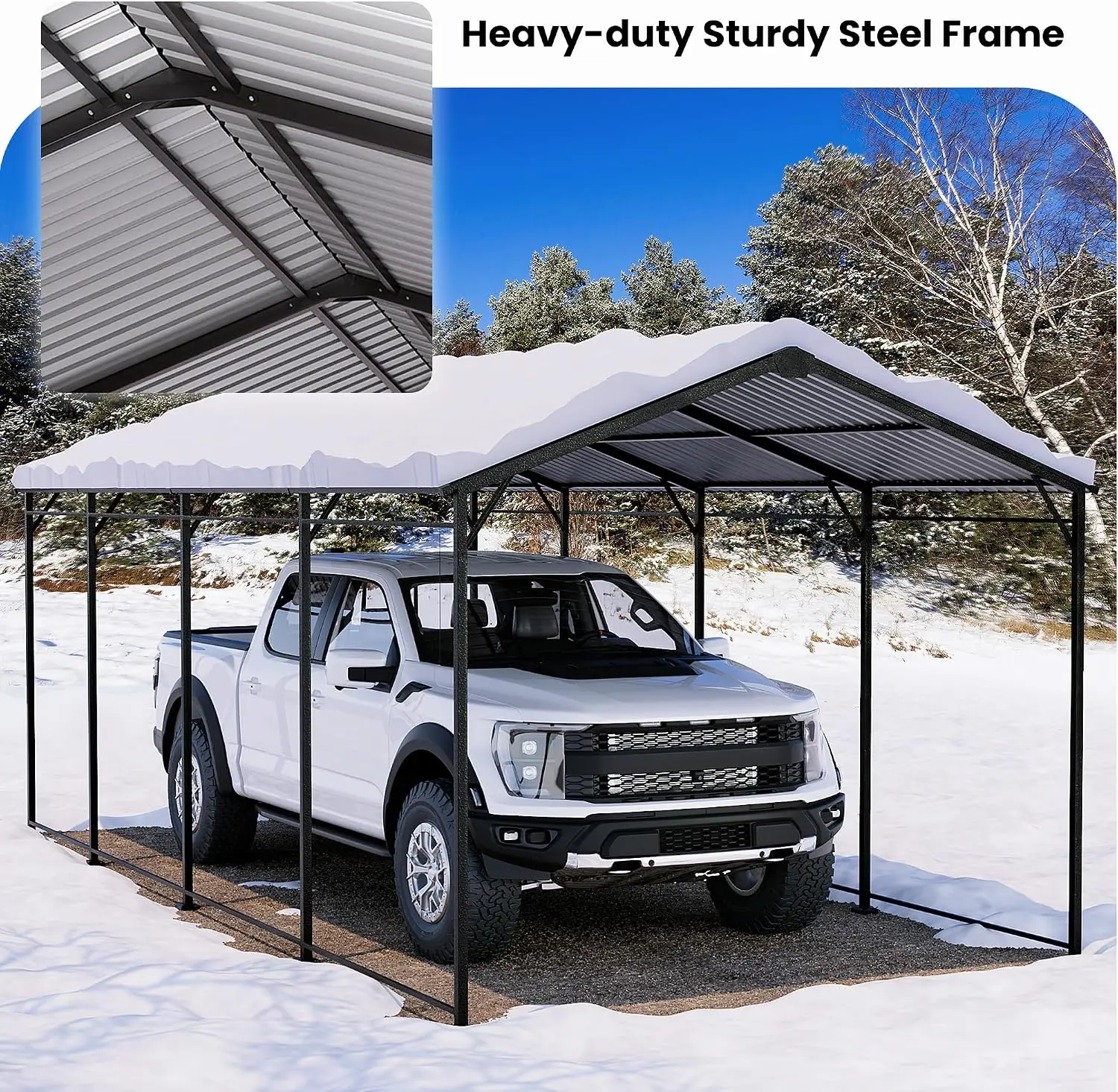 Heavy Duty Aluminum Carport Kit Waterproof Windproof Steel Shelter Frame Cover Assembly Storage