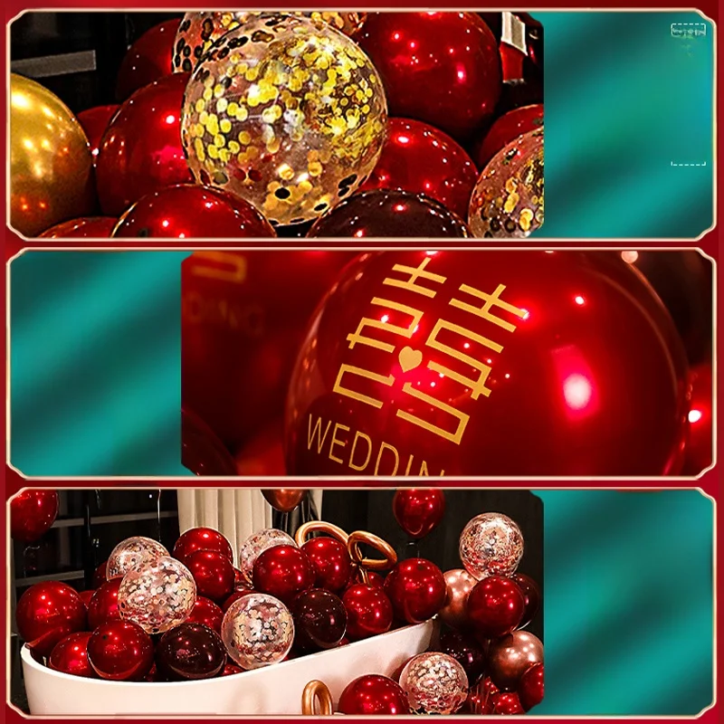 

Wedding Decoration Red Balloons Set Bedroom Scene Decor Engagement entials Festive Gem Red round Balloons for Couples