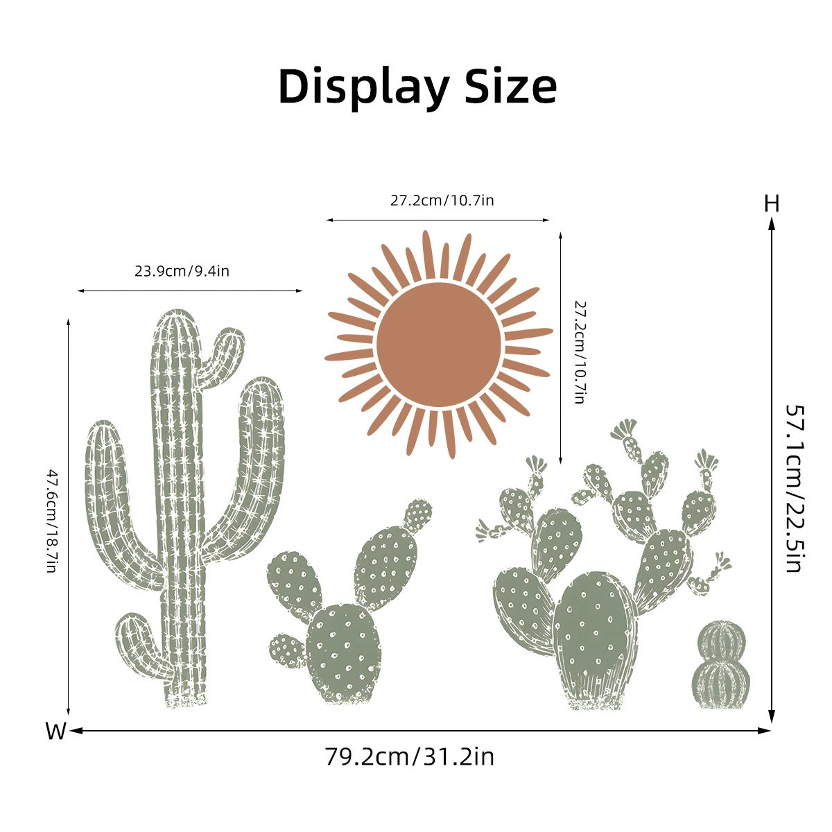Cartoon Cute Cactus Boho Wall Art Wall Stickers Removable for Bedroom Living Room Nursery Decoration Wall Decals