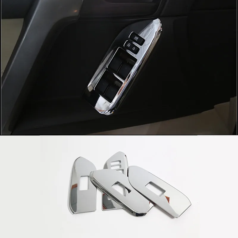 

For Toyota Prado FJ150 J150 2014/15/16/17/18 Interior Window Lift Button Lift Cover trim ABS Chrome Car styling Accessories 4pcs