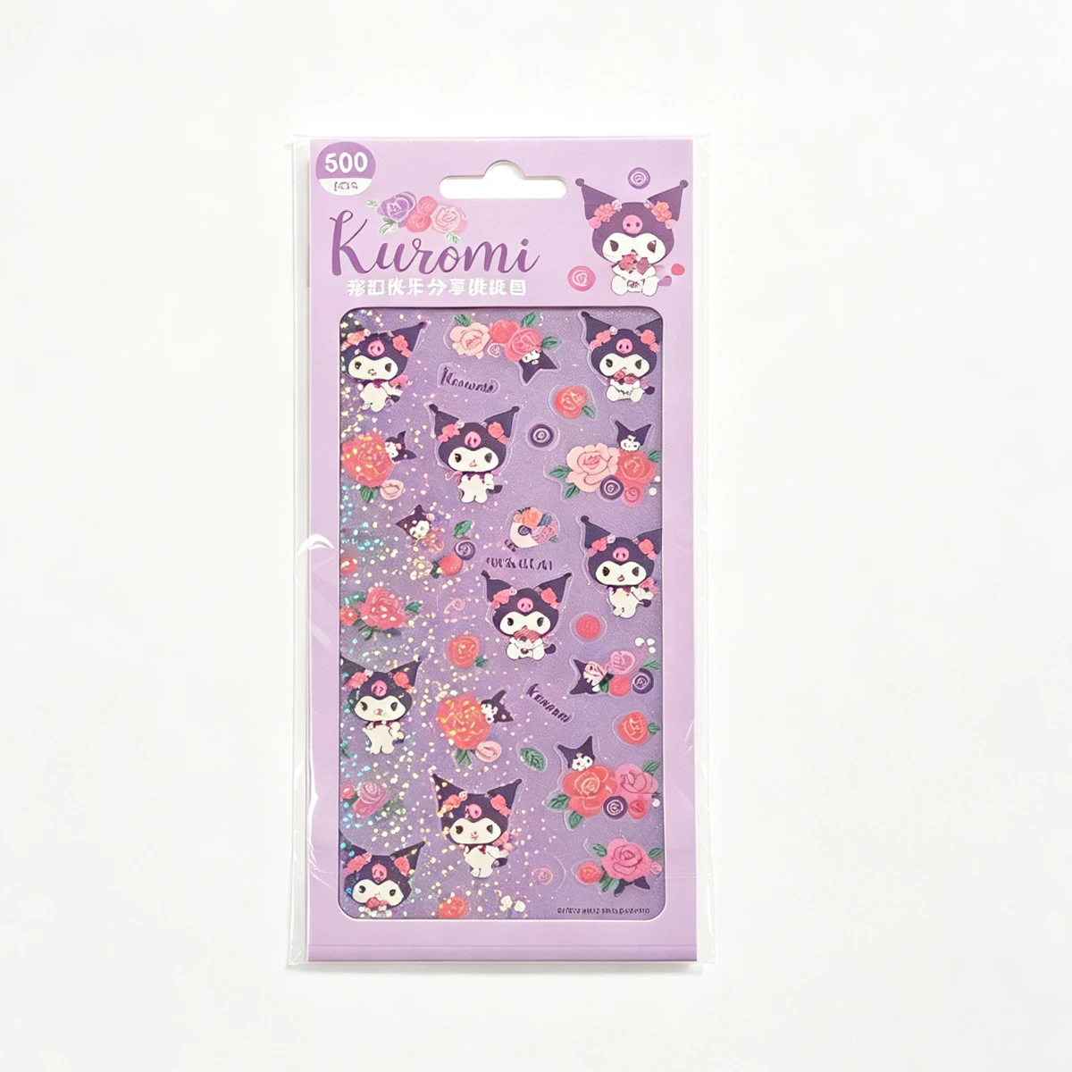 Sanrio Laser Flash Stickers, Kuromi Hello Kitty Waterproof Decals, 1 Pack Contains 2 Different Sheets, DIY Decor Stickers