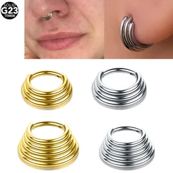 1pcs Titanium Segment Nose Ring 3/5 Layer Septum Clicker Helix Tragus Cartilage Earrings Body Piercing Jewelry for Women Men