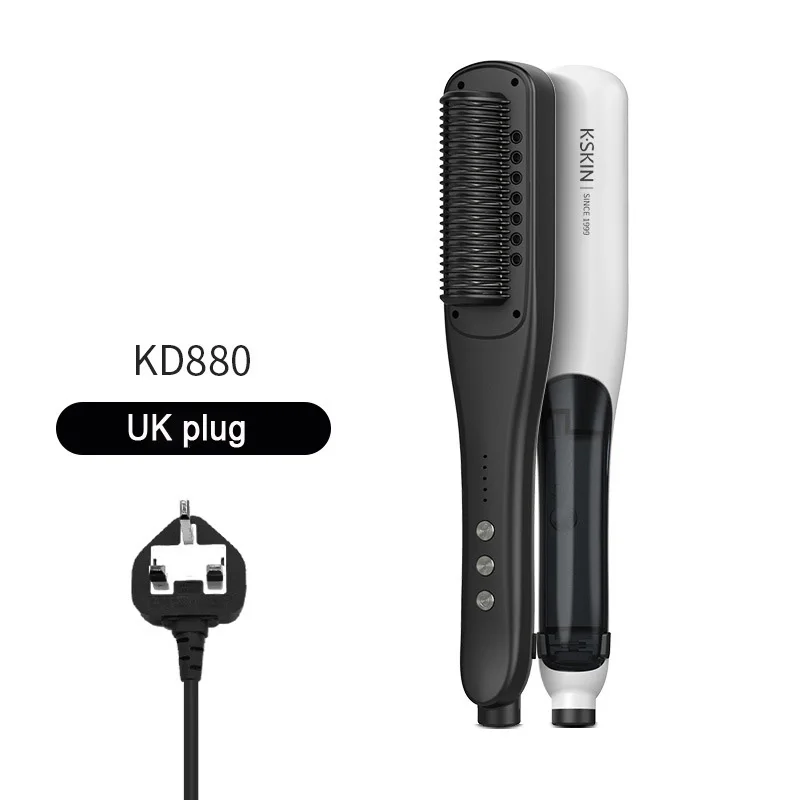 Negatieve Ionen Stoom Stijltang Borstel Styling Kam 2In1 Rechttrekken Krultang Snelle Verwarming Keramische Verbrandingsbeveiliging Platte Steampod
