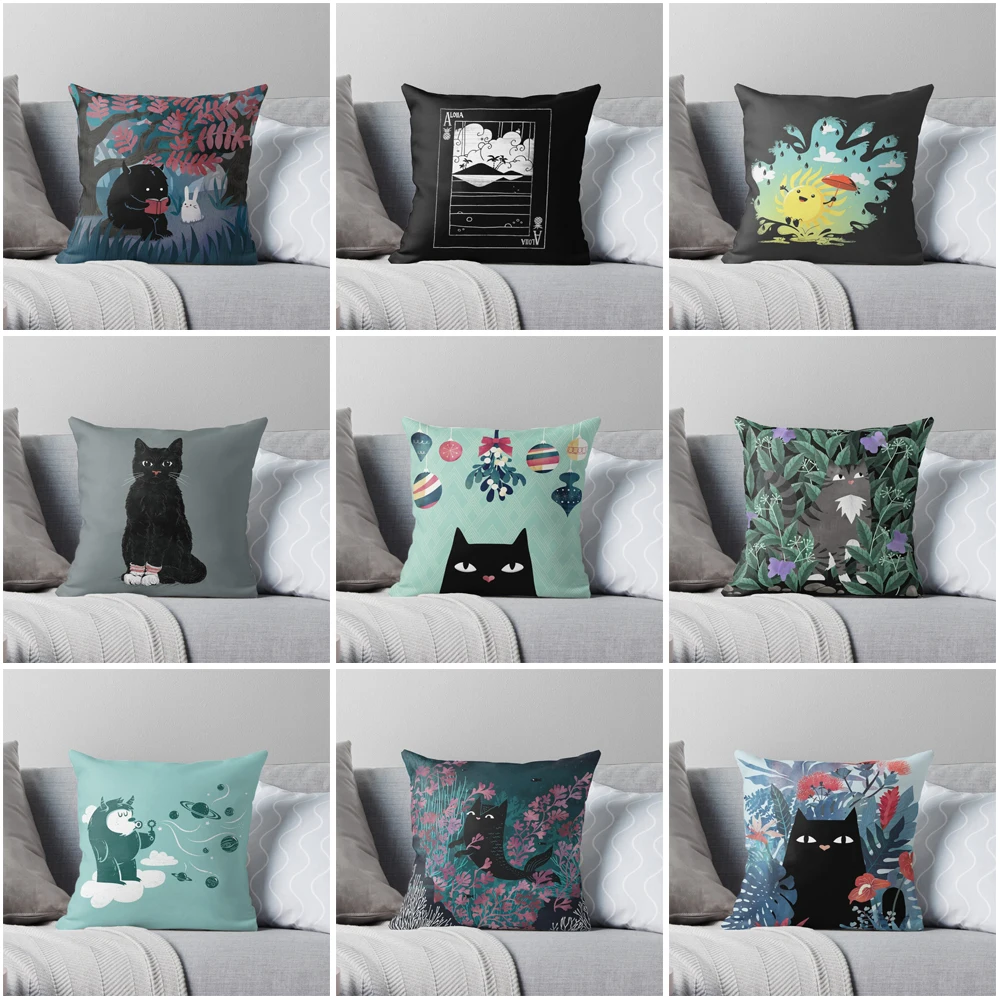 Cute Cat Pillowcase Cushion Cover Nordic Modern Living Room Sofa House Home Decoration