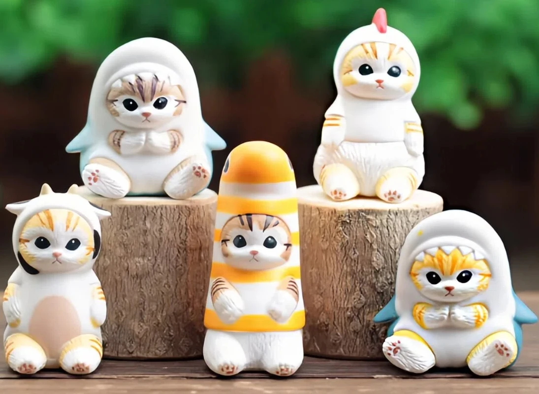 

Mofusand Shark Cat Blind Box Toy With Shark Headgear Kawaii Action Figure Desktop Decoration Fans Collectable Birthday Gift