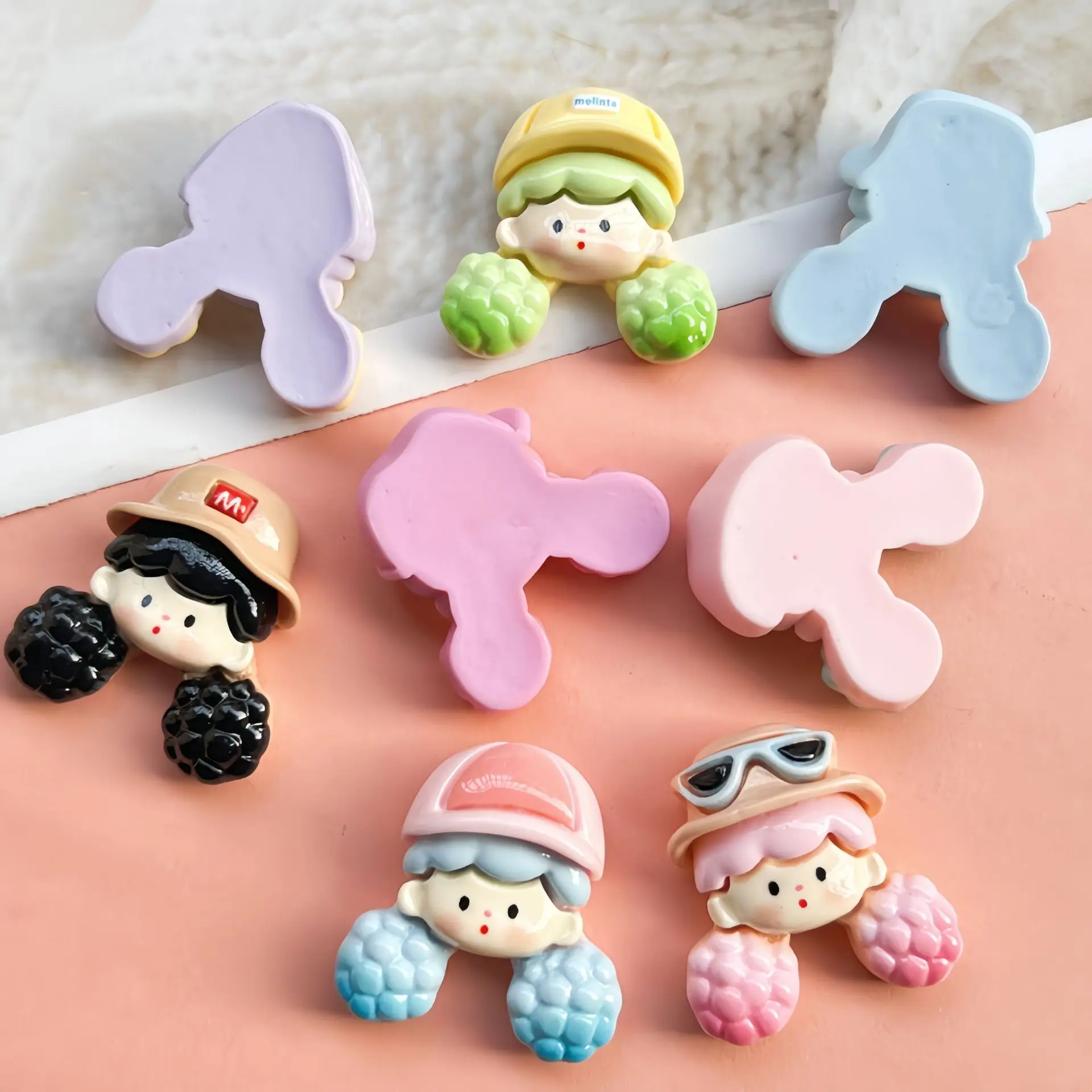 5pcs Cartoon shiny exploding braids girl cartoon resin flatback cabochon diy crafts materials kid handmade jewelry charms