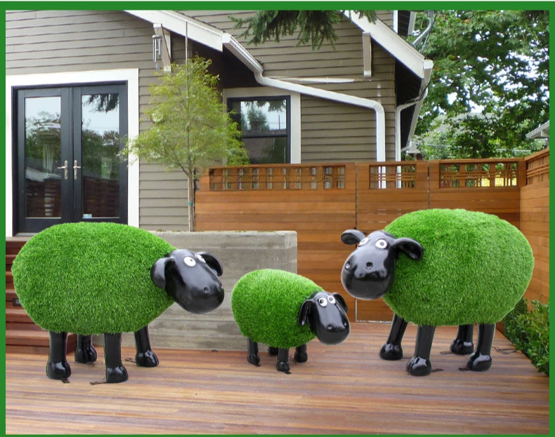 Grass Planting Sheep GRP Sculpture Outdoor Garden Landscape Community Lawn Decoration Landscape