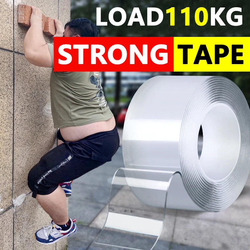 1m 2m 3m 5m Nano-Klebeband Doppelseitiges Klebeband Transparent Wiederverwendbar Wasserdicht Stark Haftend Abwaschbar Küche Bad Dekoration