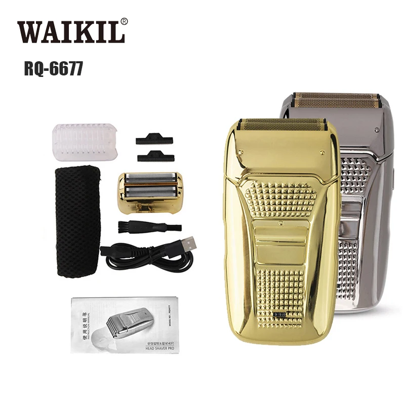 WAIKIL professional men's electric shaver reciprocating double head shaver USB charging portable whitening device hair trimmer