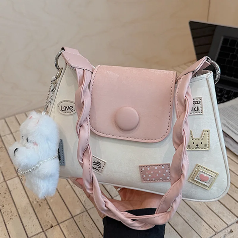 Ins trendige Umhängetasche 2025, neue schicke, einfache Schultertasche für Damen, ästhetische, minimalistische Handtasche mit einem Riemen, modisch