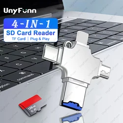 4-in-1 Micro SD Card Reader for iOS Android Windows USB C Type-C  to TF Card Reader Mobile Phone OTG Adapter for iPhone Samsung