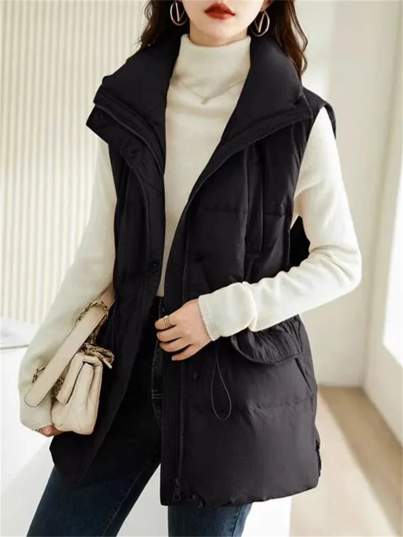 Winter Thicken Women Vest Korean Loose Warm Puffer Waistcoat For Women 2024 New Winter Sleeveless Jacket Female