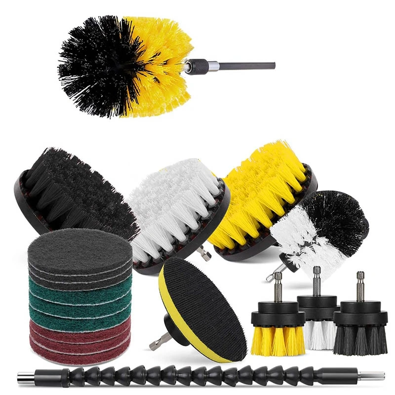 

20Pcs Drill Brush Power Scrubber Set Drill Scrub Brush Attachment Kit For Cleaning Bathroom, Kitchen, Car, Grout