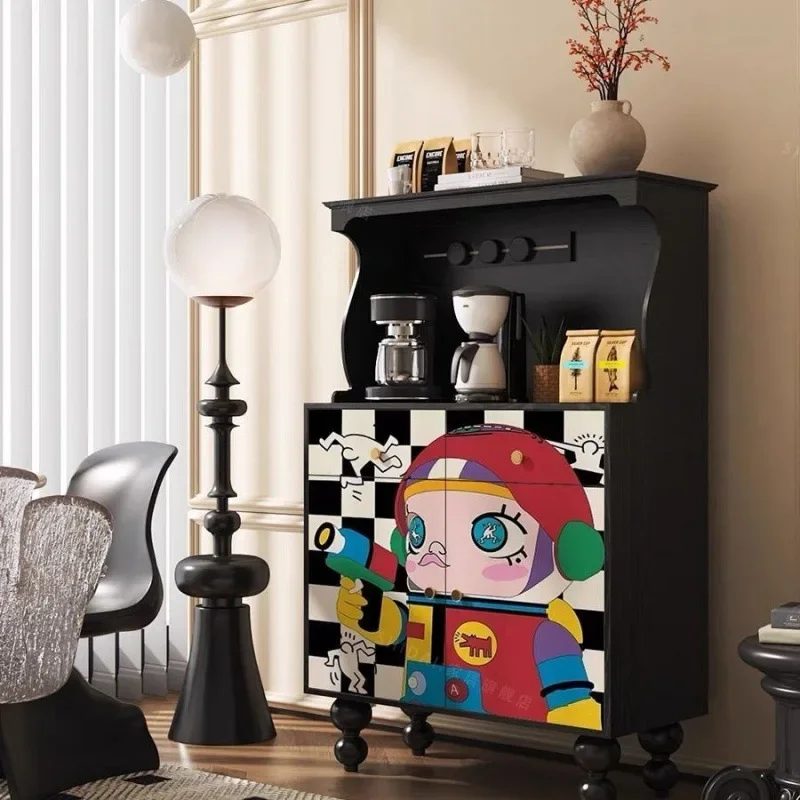 solid wood multi-functional dining side cabinet American retro living room sofa next to the wall storage tea side cabinet