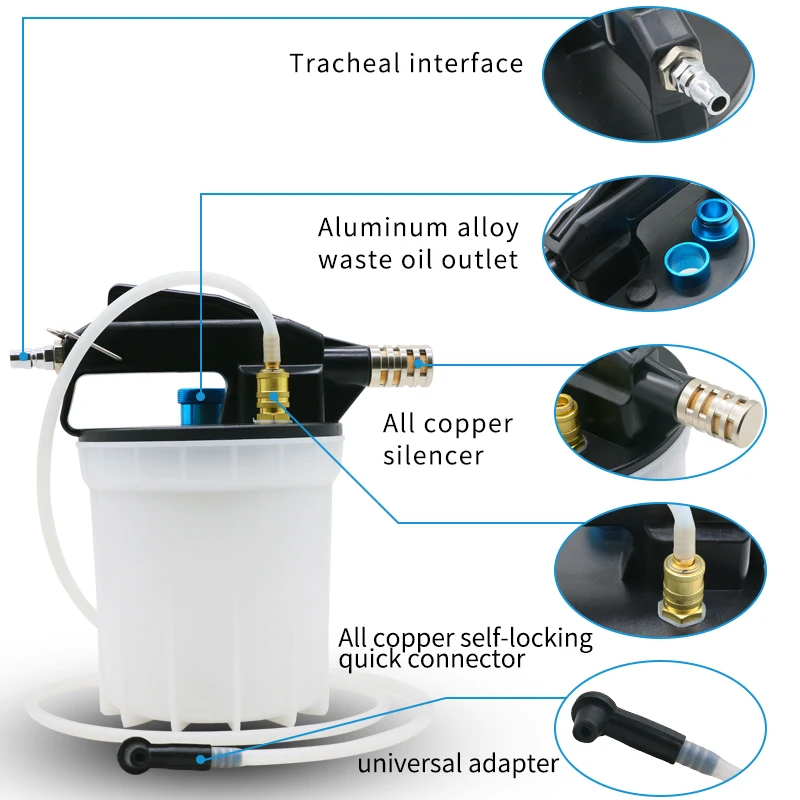 Pneumatic Brake Fluid Extractor &Automatic Refilled Bottle 2+1L Brake Oil & Fluid Extractor Pneumatic Brake Bleeder Tool Kit