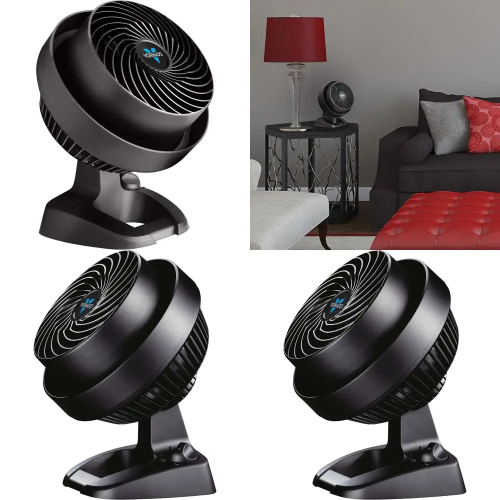 

Высокоскоростной компактный вентилятор-циркулятор воздуха с 3 скоростными режимами, регулируемым наклоном для улучшенного охлаждения и воздушного потока, черный цвет