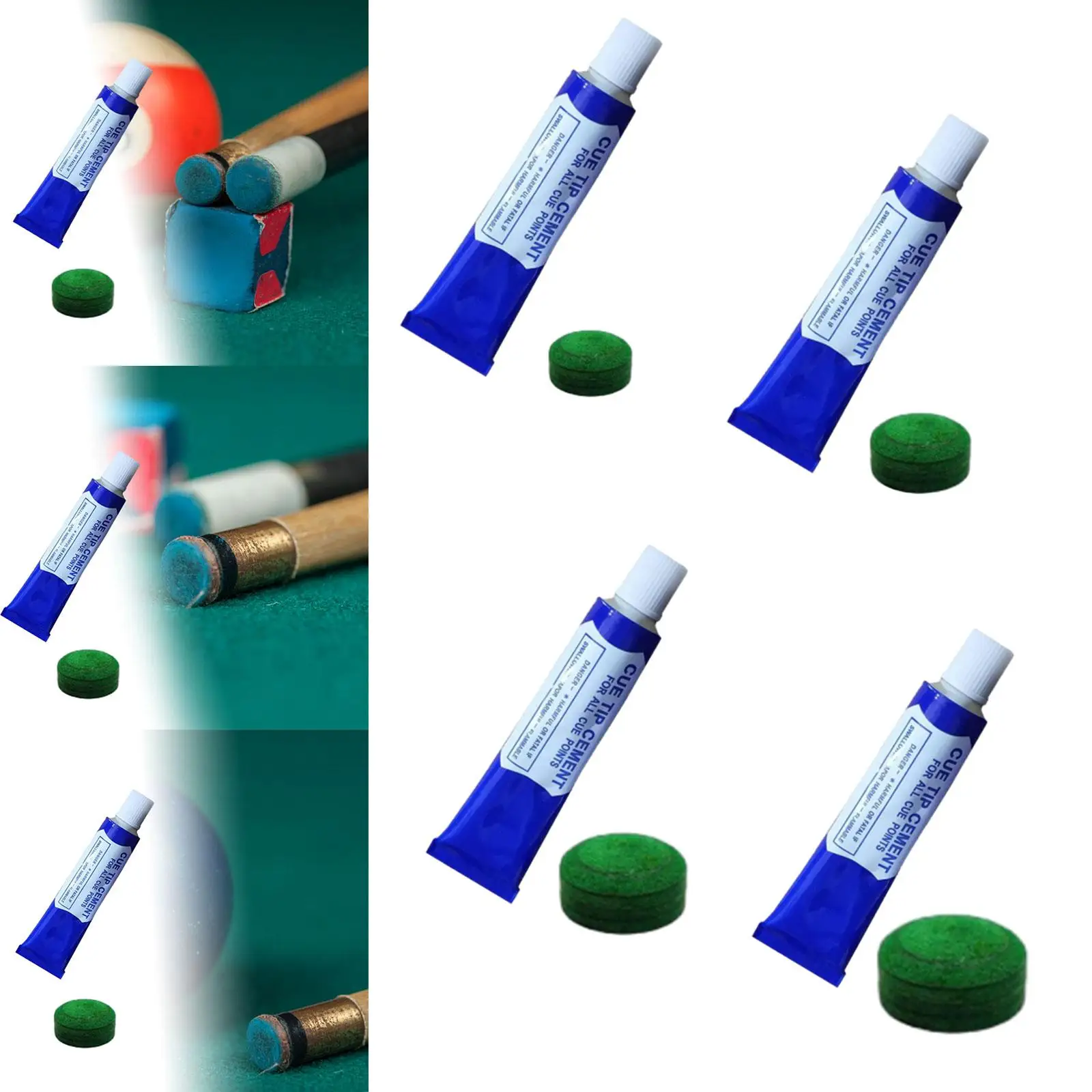 

Наконечник бильярдного кия Зеленый наконечник для кия из искусственной кожи с клеем Легко наносимый инструмент для ремонта Наконечник бильярдного кия Наконечник для игры в помещении