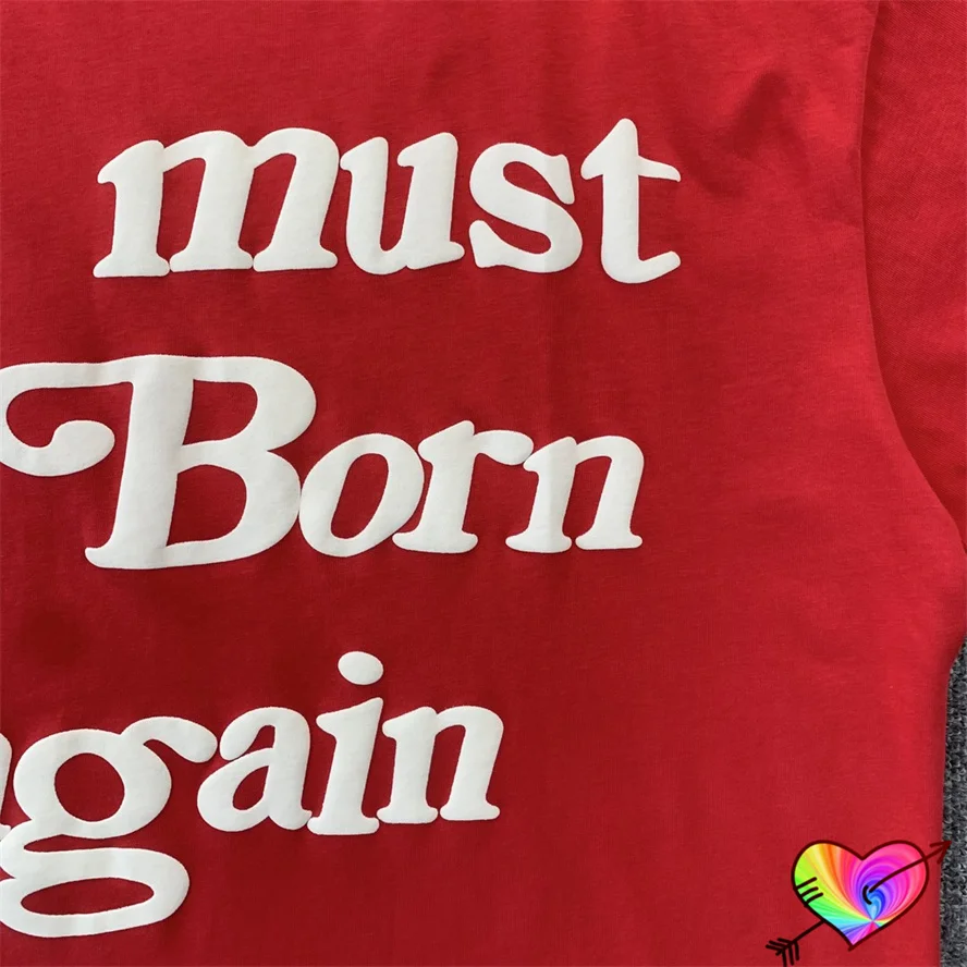 2024 Red CPFM.XYZ T-shirt 3D Puff Print Ye Must Be Born Again Tee Men Women Loose CPFM Short Sleeve Hip Hop Kanye West Tops