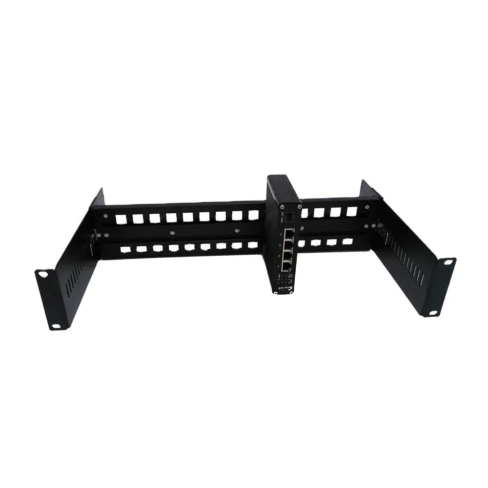 

19 Inch Adjustable Recesses 35mm Universal Rack Mount Cabinet for Industrial Media Converter Switch DIN Rail Standoff Bracket