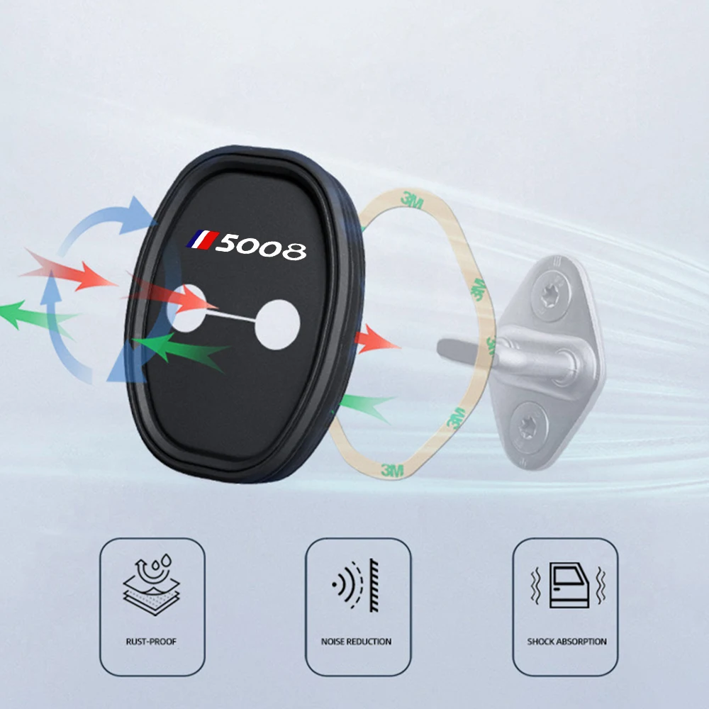 2 قطعة سيليكون قفل باب السيارة مشبك حامي غطاء مرونة امتصاص الصدمات وسادة كتم التخزين المؤقت لبيجو 5008 #3