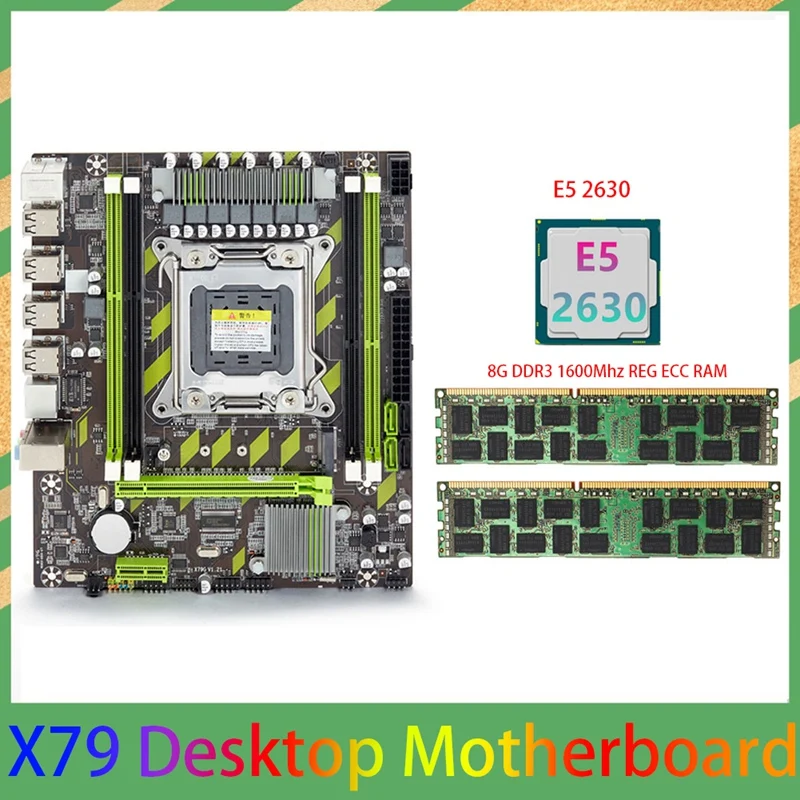 X79 Gaming Motherboard +E5 2630 CPU+2X8GB DDR3 1600Mhz REG ECC RAM Memory Set LGA 2011 M.2 NVME Motherboard