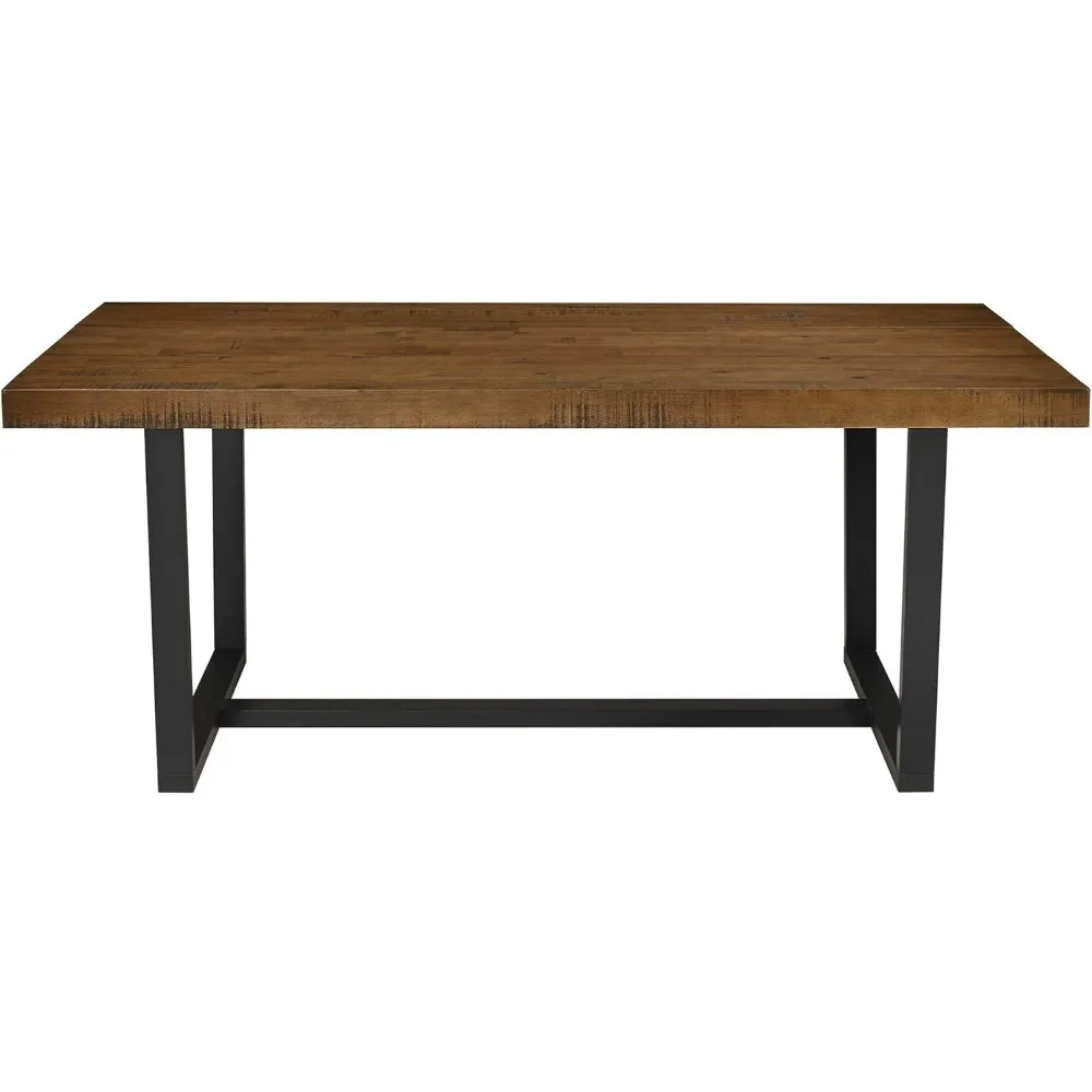 Mesa de comedor moderna de madera maciza, 72 pulgadas, roble rústico