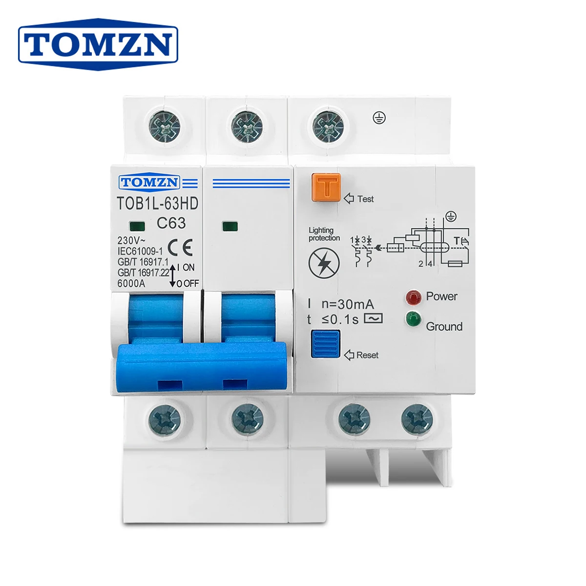 Residual current circuit breaker Main switch with surge protector RCBO MCB with Lightning protection SPD