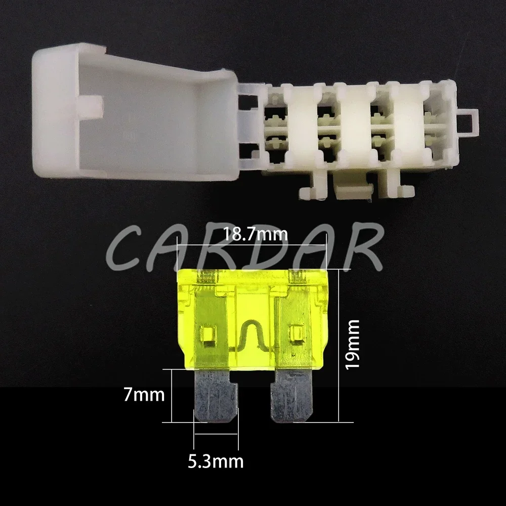 1 Set 4 Way BX2041 Medium Auto Connector Car Plastic Housing Fuse Box with 8pcs Terminals for Standard Fuse Middle Fuse Holder