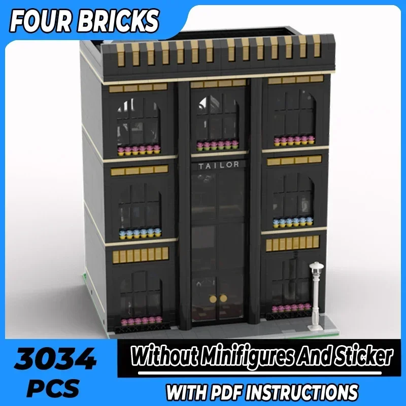 

Moc строительные кирпичи, модель с видом на улицу, городской портной, технология, модульные блоки, подарки, игрушки для детей, наборы «сделай сам», сборка