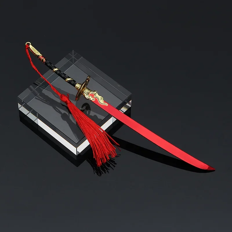 Armas de Metal Naraka Bladepoint de 22cm/8,66 pulgadas, Yin Yang, sombra roja, hoja de demonio, modelos de aleación, juguetes, adornos de cuchillos, periféricos de juego