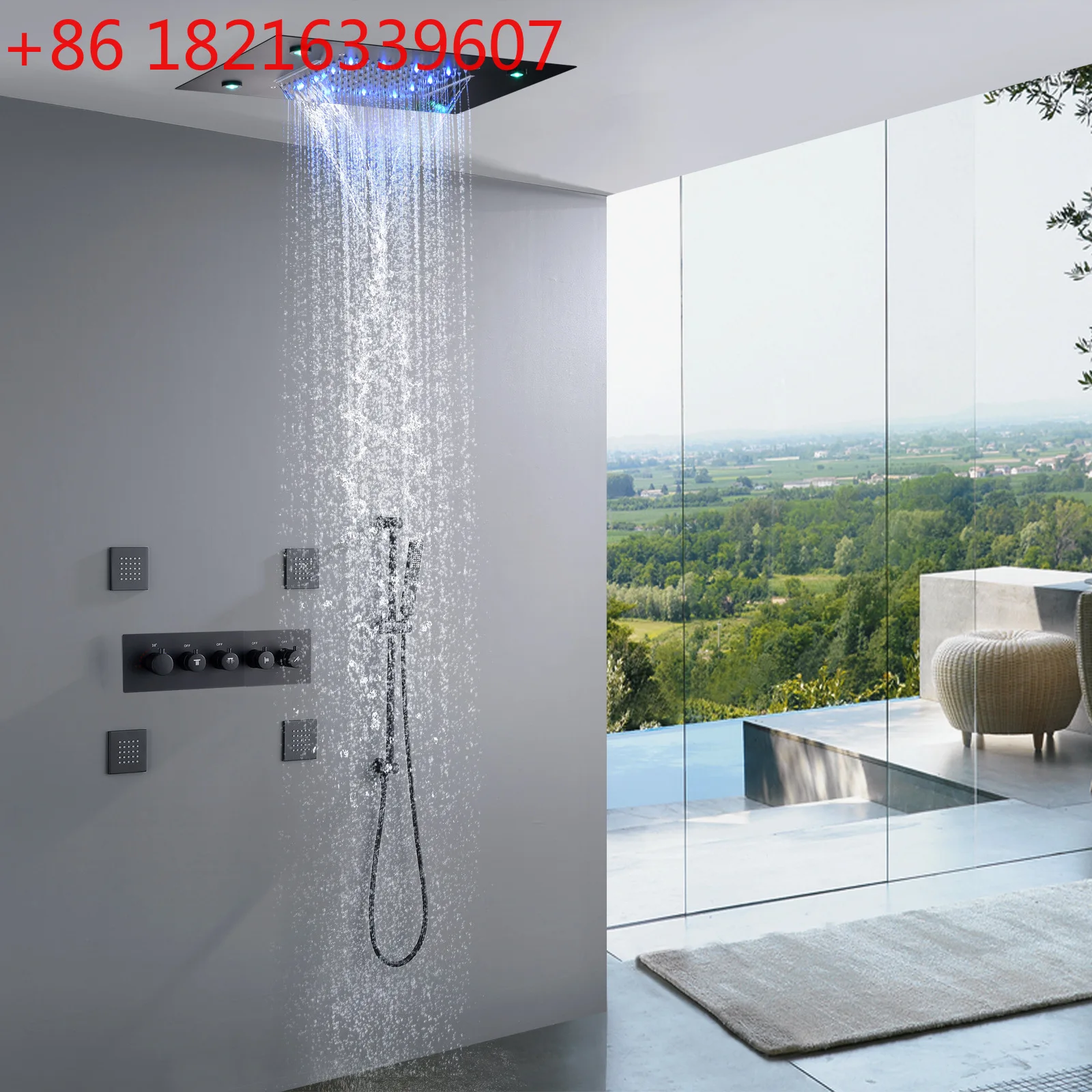 500*360mm canopy LED concealed shower set bathroom constant temperature shower complete set