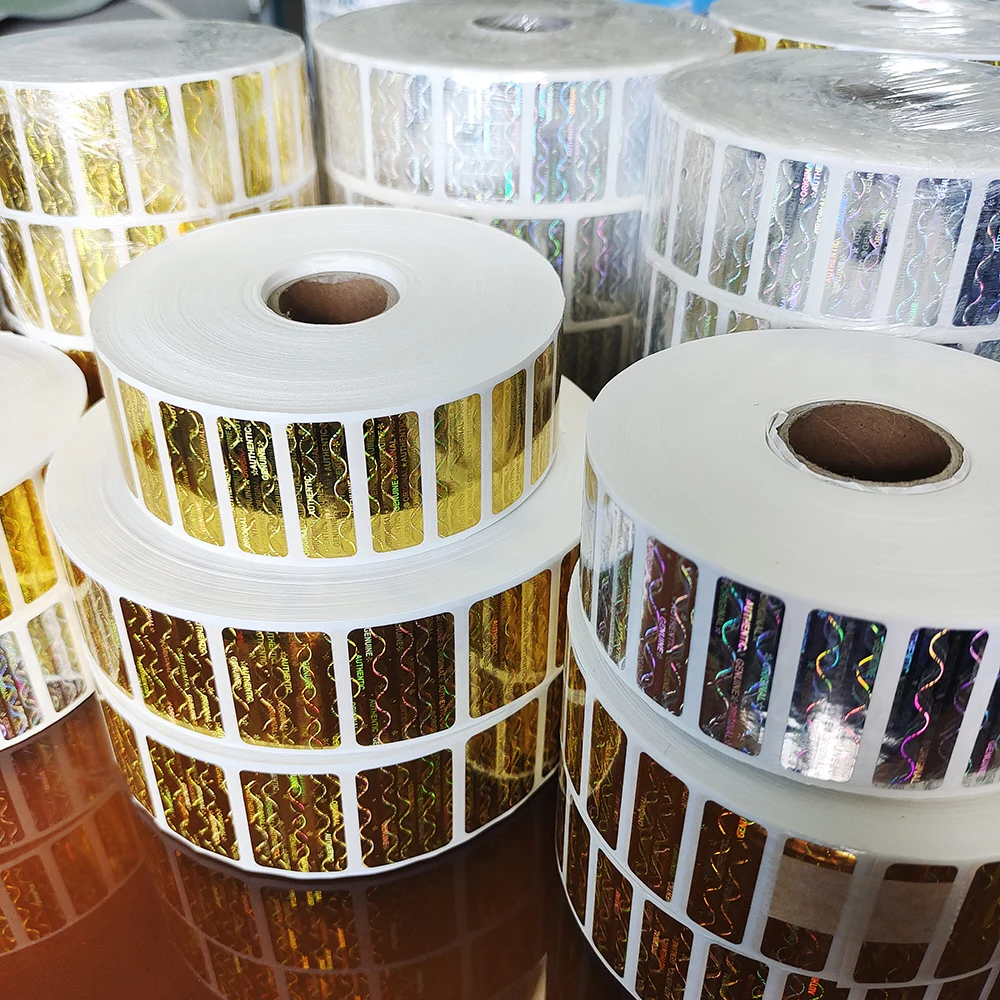 5000 قطعة/لفة الهولوغرام ملصق الأمن الختم حقيقي أصيلة الأصلي التسمية باطلة اليسار إذا العبث إزالة برهان مكافحة وهمية