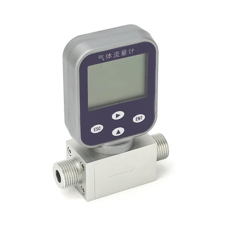 مقياس التدفق الرقمي الصغير الذكي MEMS Dn10 كتلة الغاز LPG LCD OEM للنايتروجين الأكسجين الهواء المضغوط الطبيعي