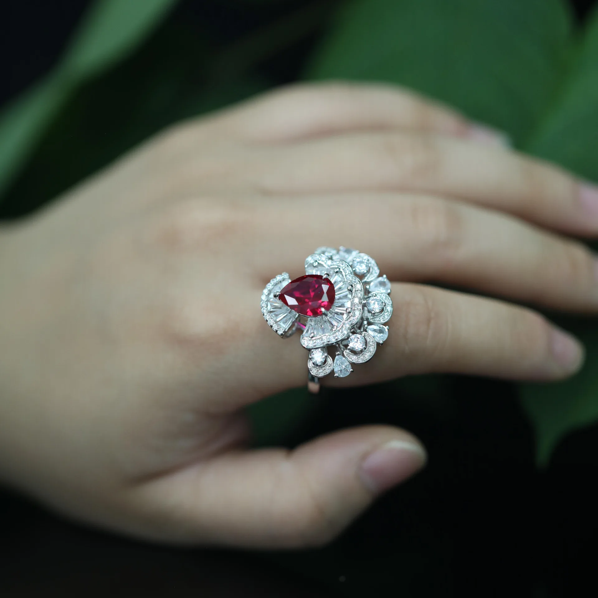 New S925 Silver Ring High Carbon Diamond Cultivation Ruby Girl Skirt Activity Versatile Jewelry Girl Ring Wedding Jewelry