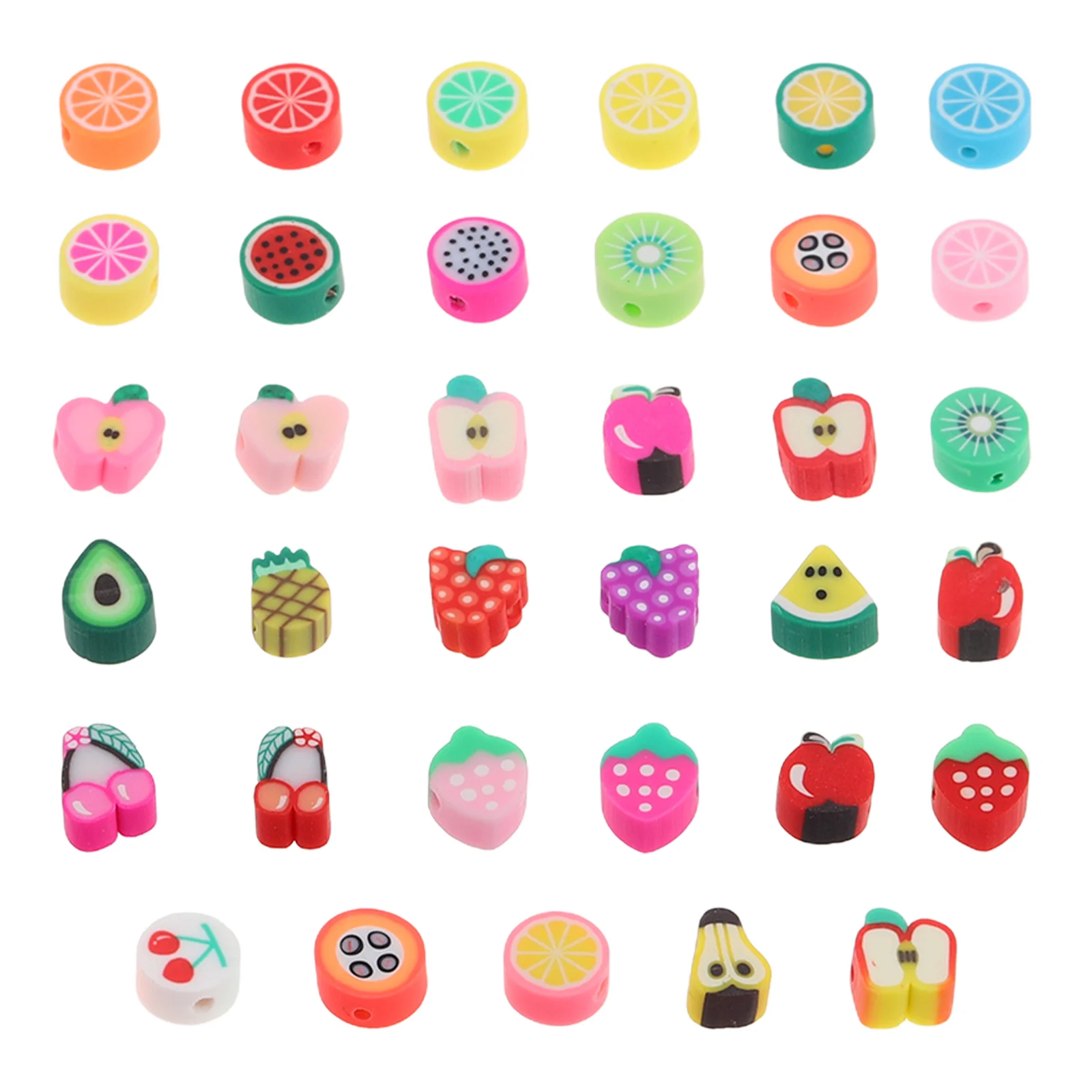 200 Pcs Fruit Soft Ceramic Slices Fruits Clay Beads Jewelry Polymer for Necklace Kit Charms Bracelet Sponge Paper Stickers