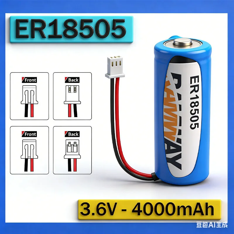 3.6V ER18505 4000mAh Lithium Battery for Water Meter Smoke Alarm IoT Devices  Flow Meter Gas Meter PLC Industrial Control
