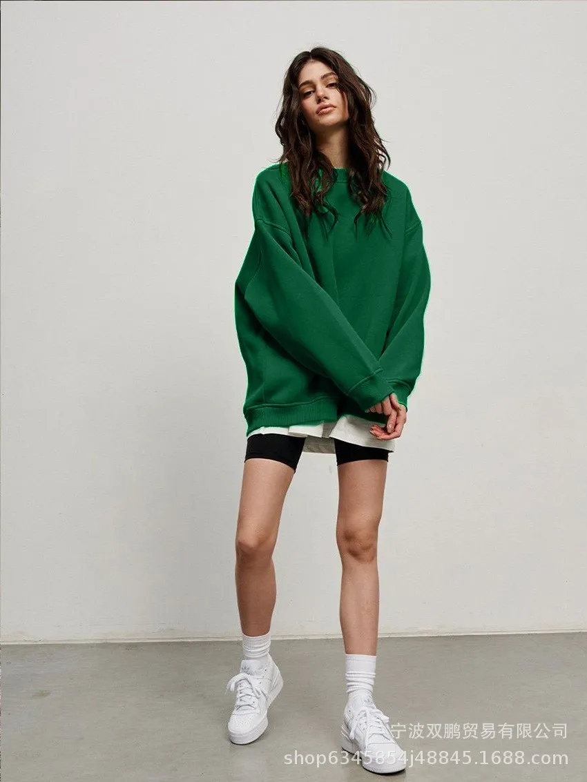 Pullover Loose Fit Hoodie Casual with Crew Neck Long Sleeve Standard Length Single Pullover Closure Japanese Korean Women Hoodie