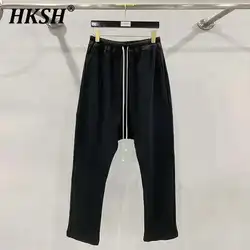 HKSH Spring Autumn New Tide Men's Streetwear Thick Loose Hanging Sweatpants Dark Large Casual Pants Hip Hop Sports Women HK2035