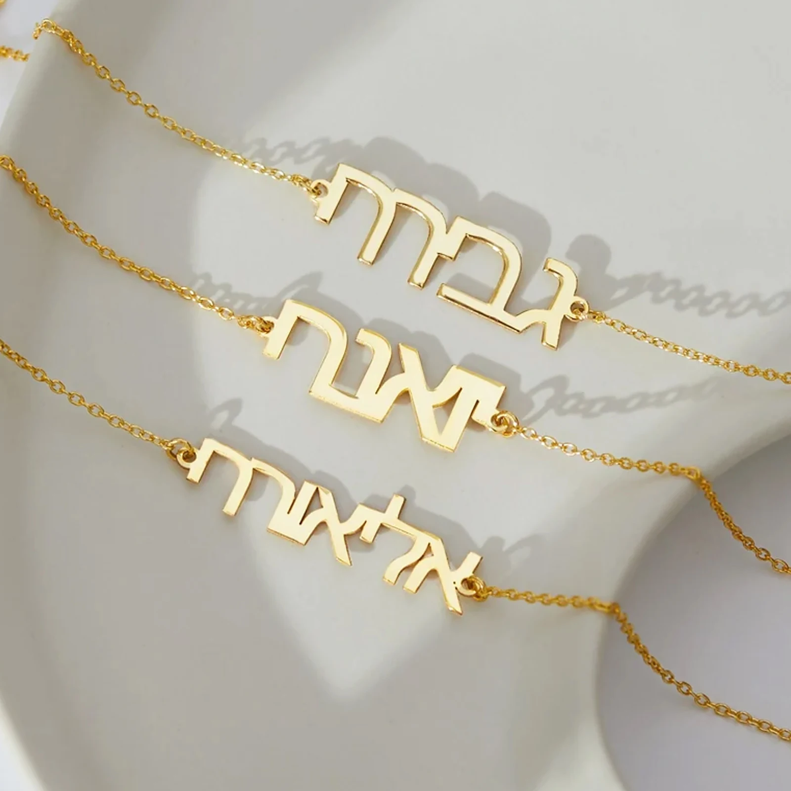 Custom Hebrew Name Bracelet Personalized Name Pendant Women Men Stainless Steel Jewelry Customized  Couple Valentine's Day Gifts