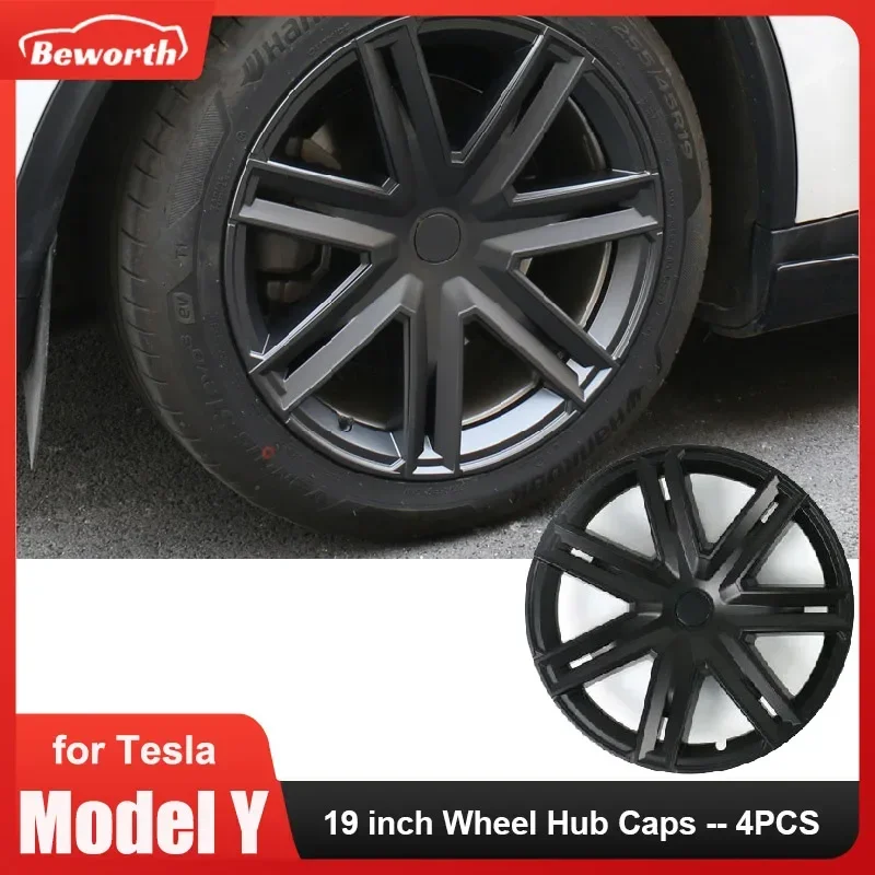 4PCS 19 Inch ModelY Wheels Hub Caps for Tesla Model Y 2023 Wheel Cover Performance Automobile Replacement Full Rim Accessories