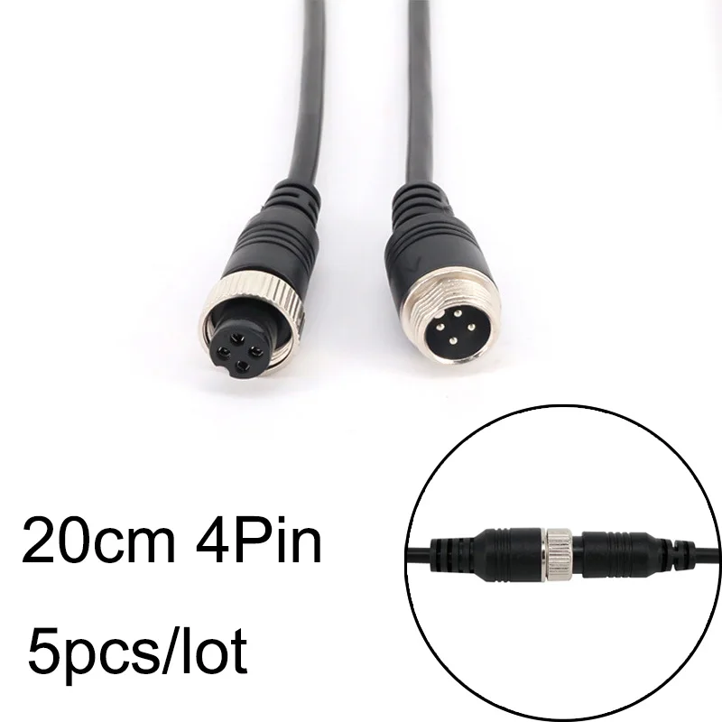 5Pcs M12 4Pin Aviation Signal Cable Male / Female Plug GX12 for Car Camera/ DVR Video Camera & CCTV Monitor & Subwoofer s1