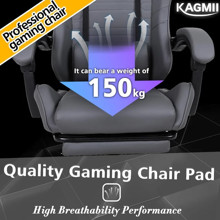 كرسي ألعاب مع مسند للقدمين، تدليك، دعم قطني، كرسي ألعاب مريح للكمبيوتر، كراسي ألعاب فيديو مكتبية مع ارتفاع قابل للتعديل #5